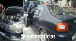 VEHÍCULO FIAT SIENA SE INCENDIÓ INEXPLICABLEMENTE EN LA AVENIDA 23 DE ENERO