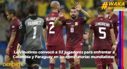 LA VINOTINTO CONVOCÓ A 32 JUGADORES PARA ENFRENTAR A COLOMBIA Y PARAGUAY EN LAS ELIMINATORIAS MUNDIALISTAS